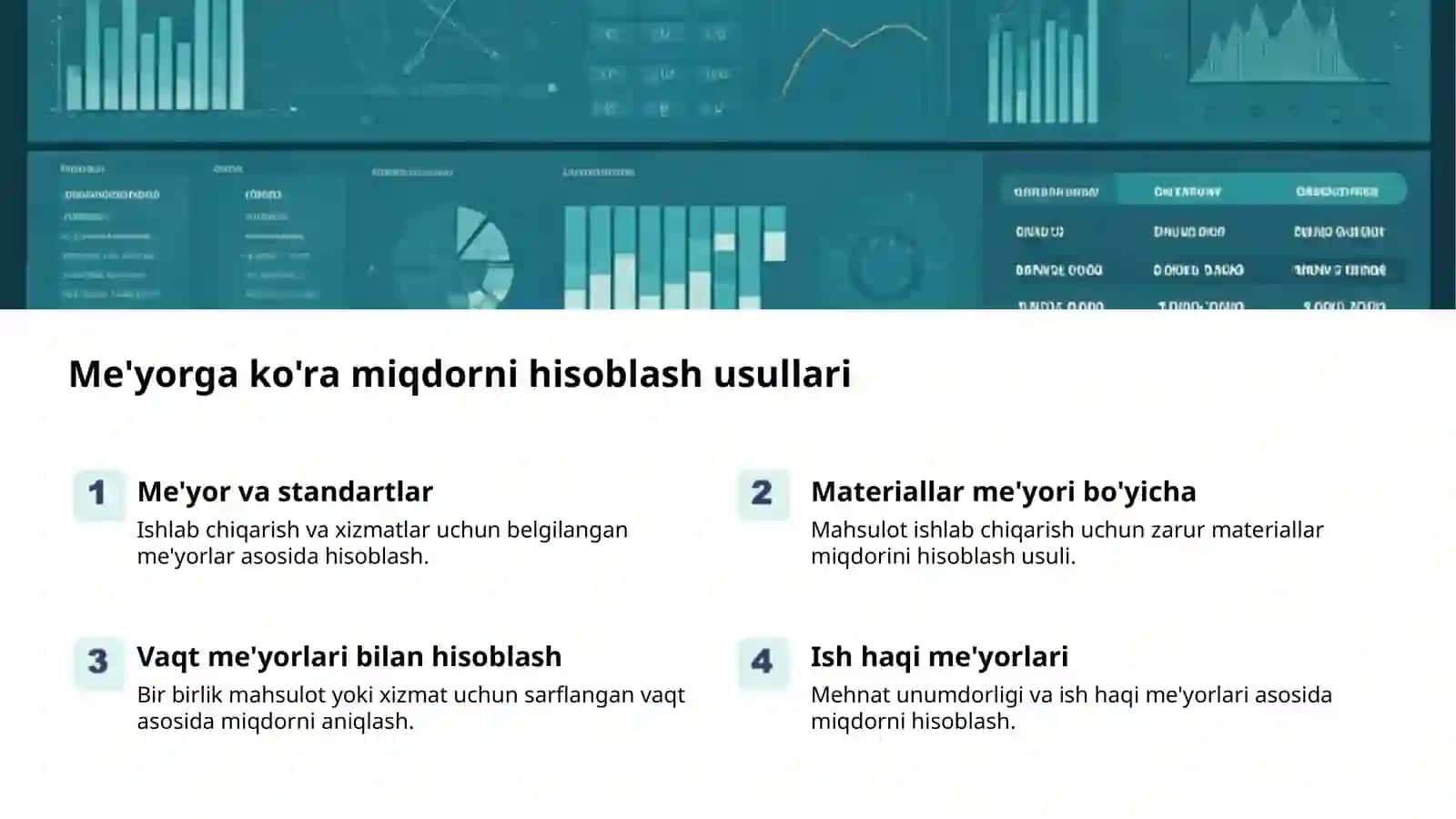 Me'yorni topish va hisoblash 2
