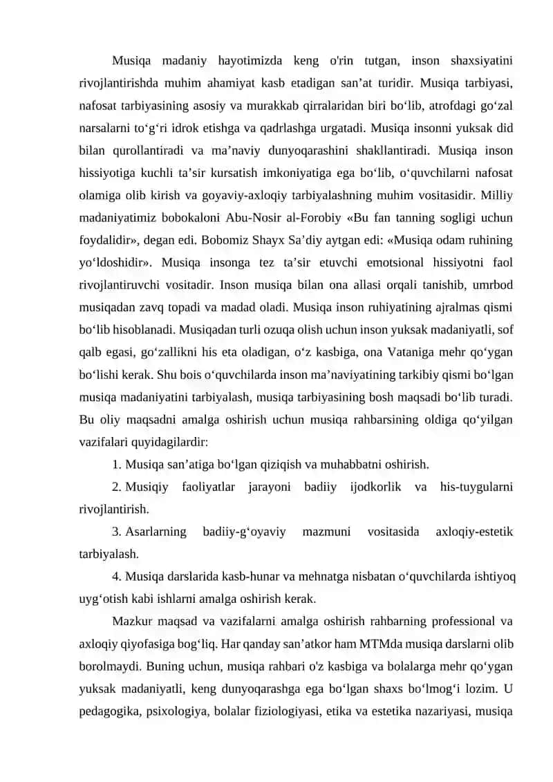 MUSIQA MASHG'ULOTLARIDA QO'LLANADIGAN USUL VA USLUBLAR 2