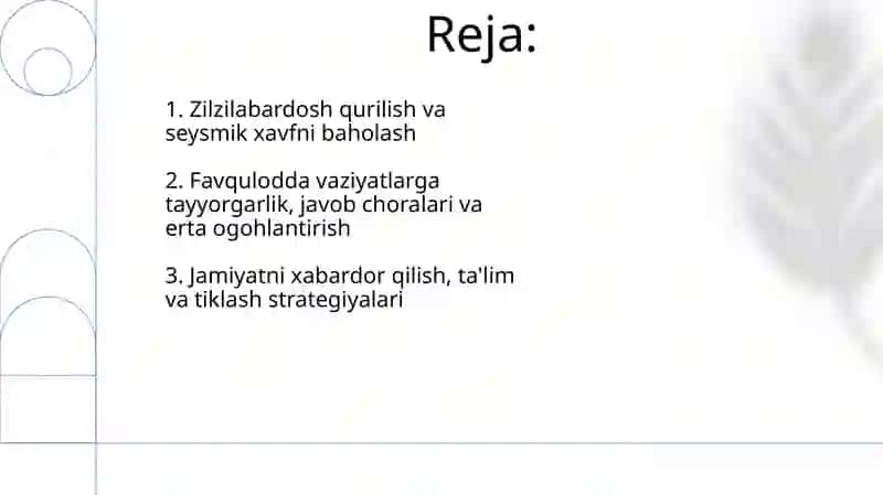 Zilzila oqibatlarini kamaytirishning asosiy tadbirlari 2