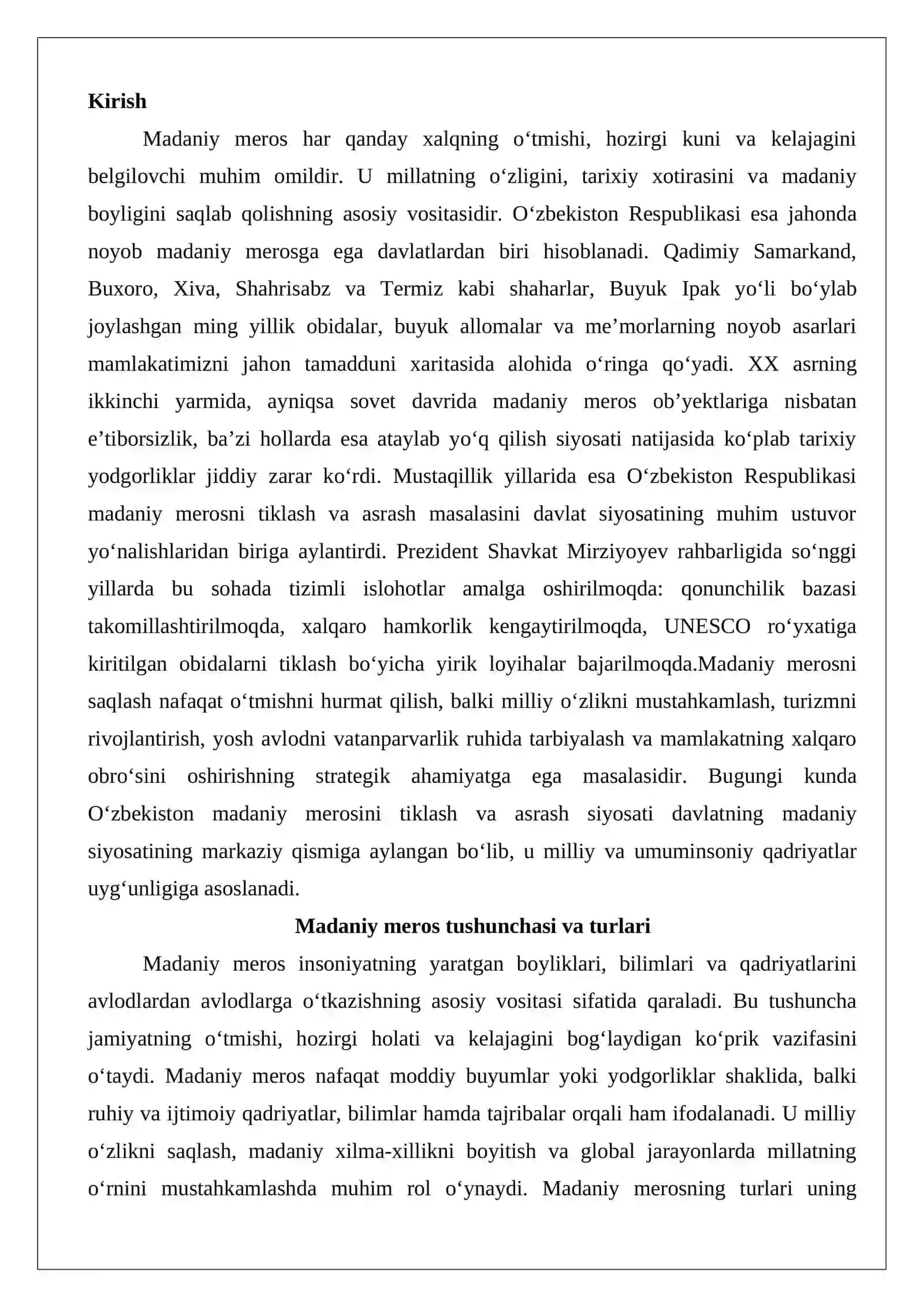 Madaniy merosni tiklash va asrash siyosati 2