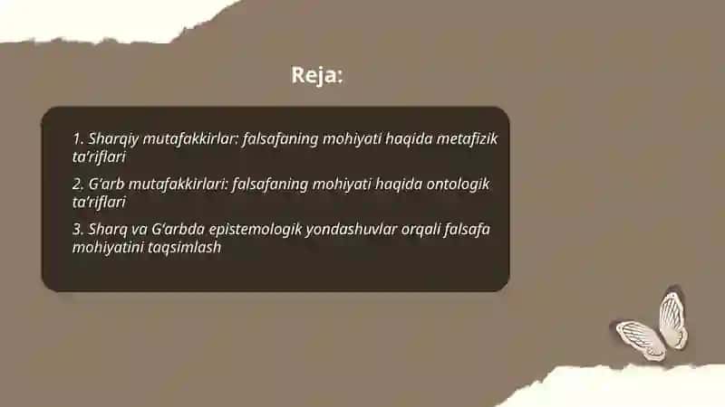 Falsafaning mohiyatiga oid Sharq va Gʻarb mutafakkirlari taʼriflarni tasniflash 2
