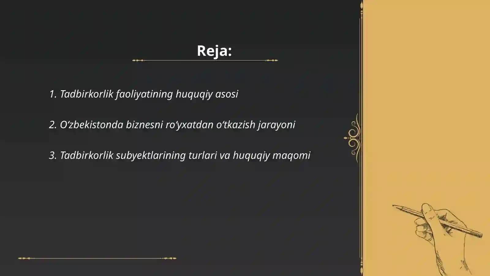 O‘zbekistonda tadbirkorlikning huquqiy va shartnomaviy asoslari 2