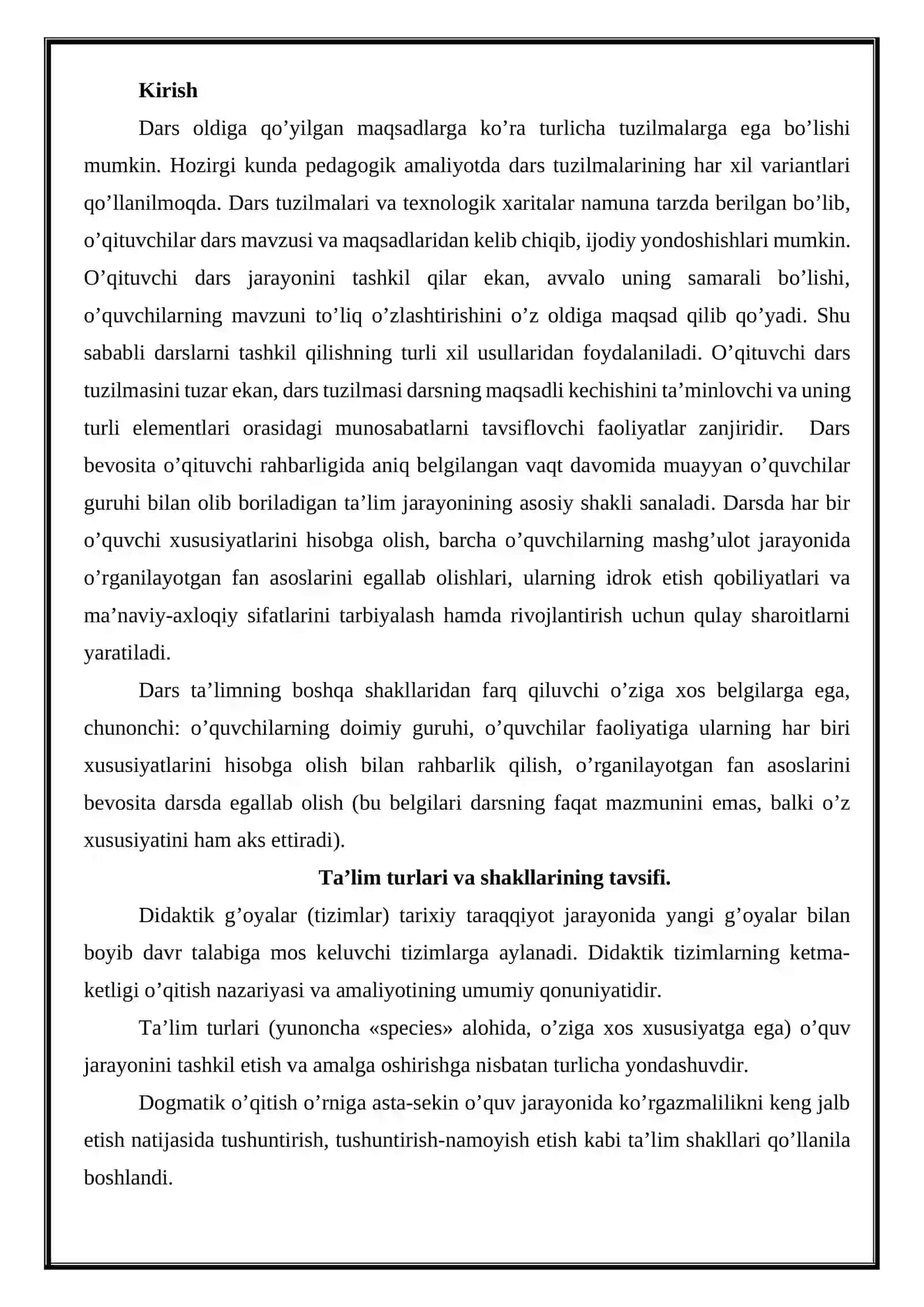 Dars ta’limini tashkil etishning asosiy shakllari 2