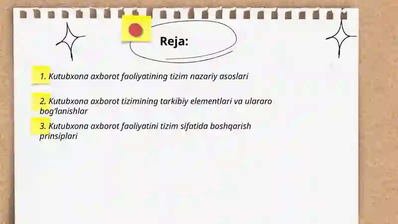 Kutubxona axborot faoliyatini tizim sifatida rivojlanishining o’ziga xosligi va qonuniyatlari 2