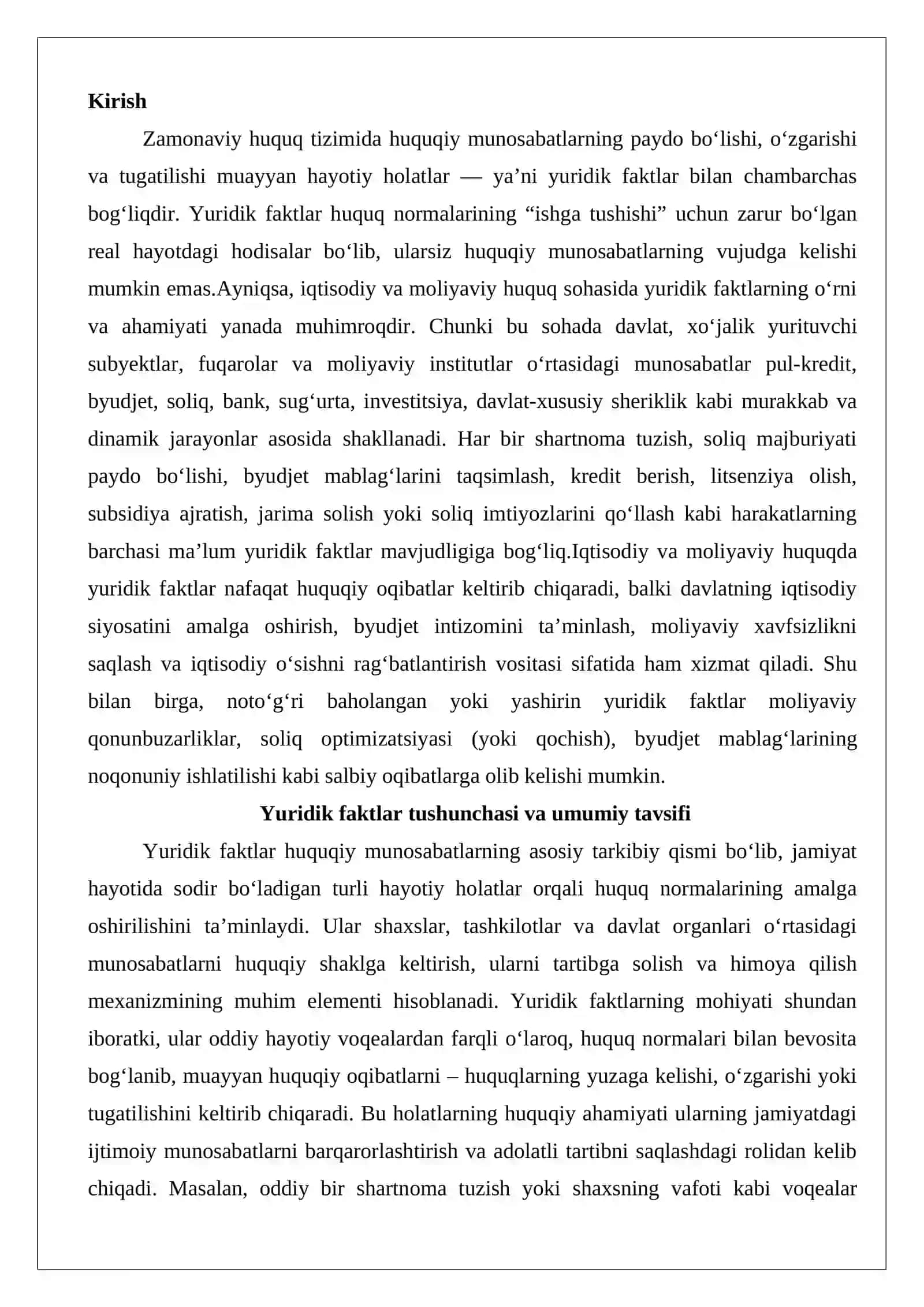 Iqtisodiy va moliyaviy huquqda yuridik faktlar 2