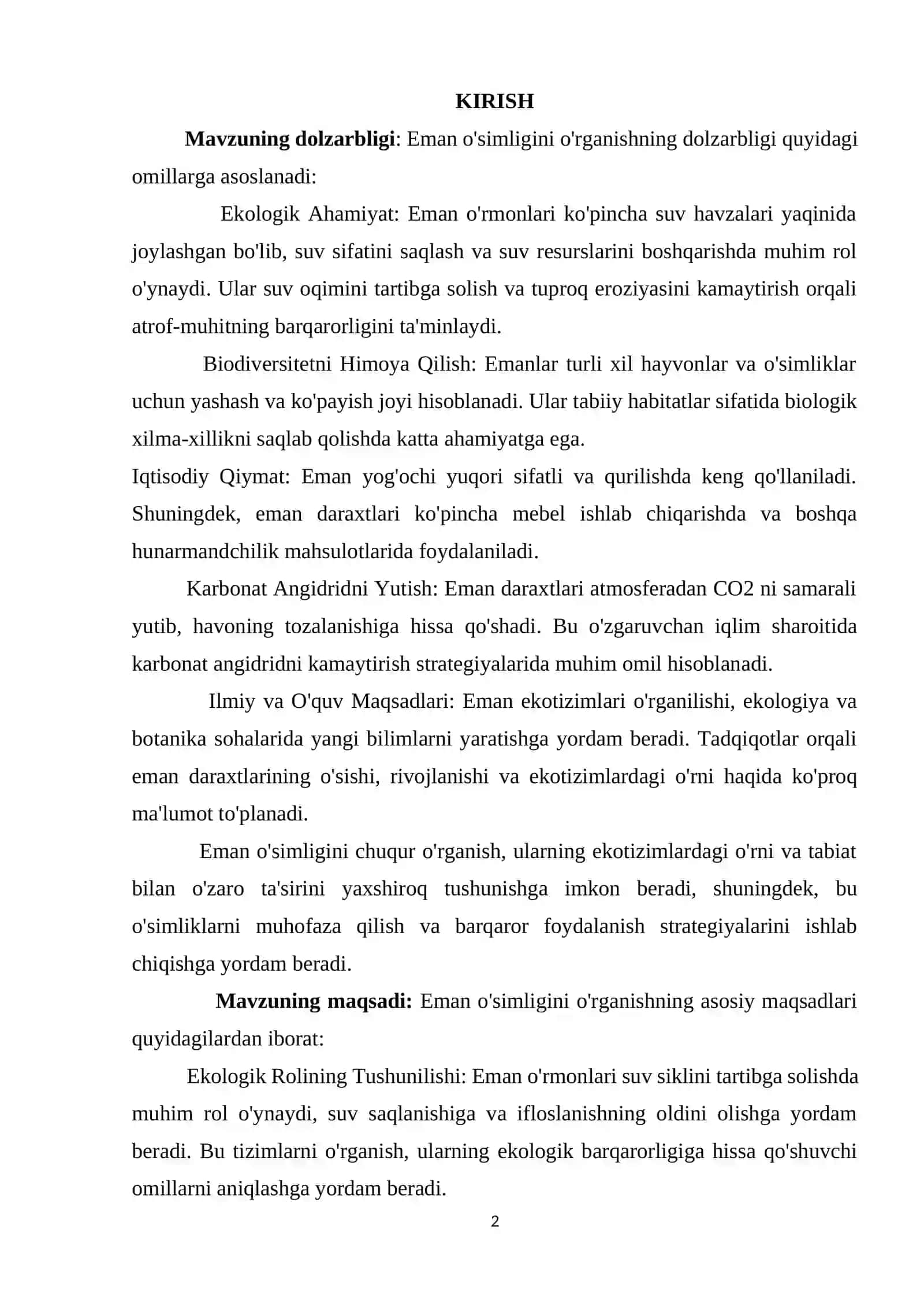 Eman o'simligi o'simligi bioekologiyasi va yetishtirish texnologiyasi 2
