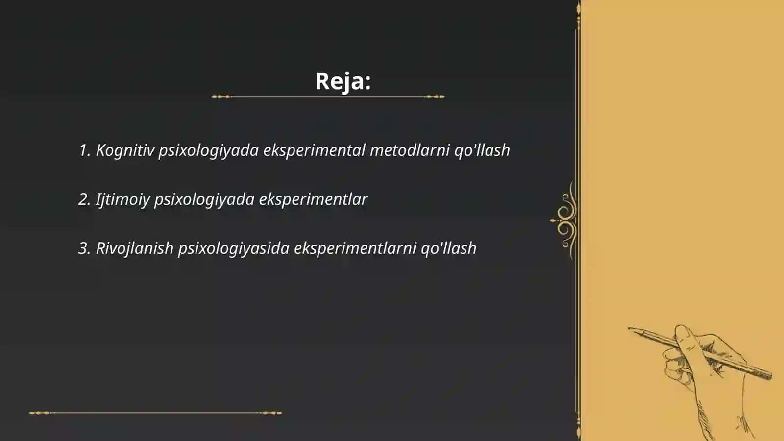 Kognitiv psixologiyada eksperimental metodlarni qo'llash 2