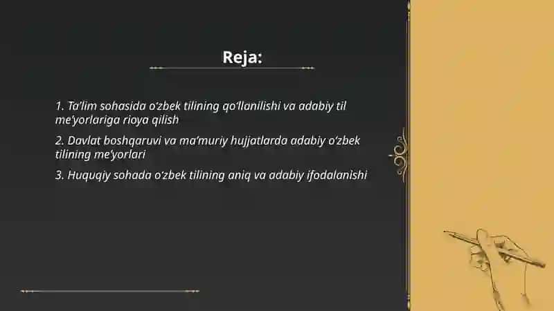 Oʻzbek tilining sohada qoʻllanishi,bunda adabiy til meʼyorlariga rioya qilish 2