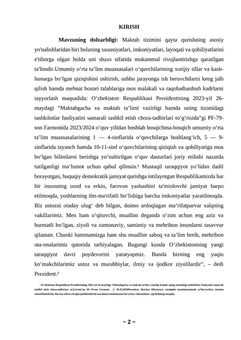 MAKTAB O`QUVCHILARINING O`QUV FAOLIYATI MOTIVLARI VA XULQ -ATVORI 2