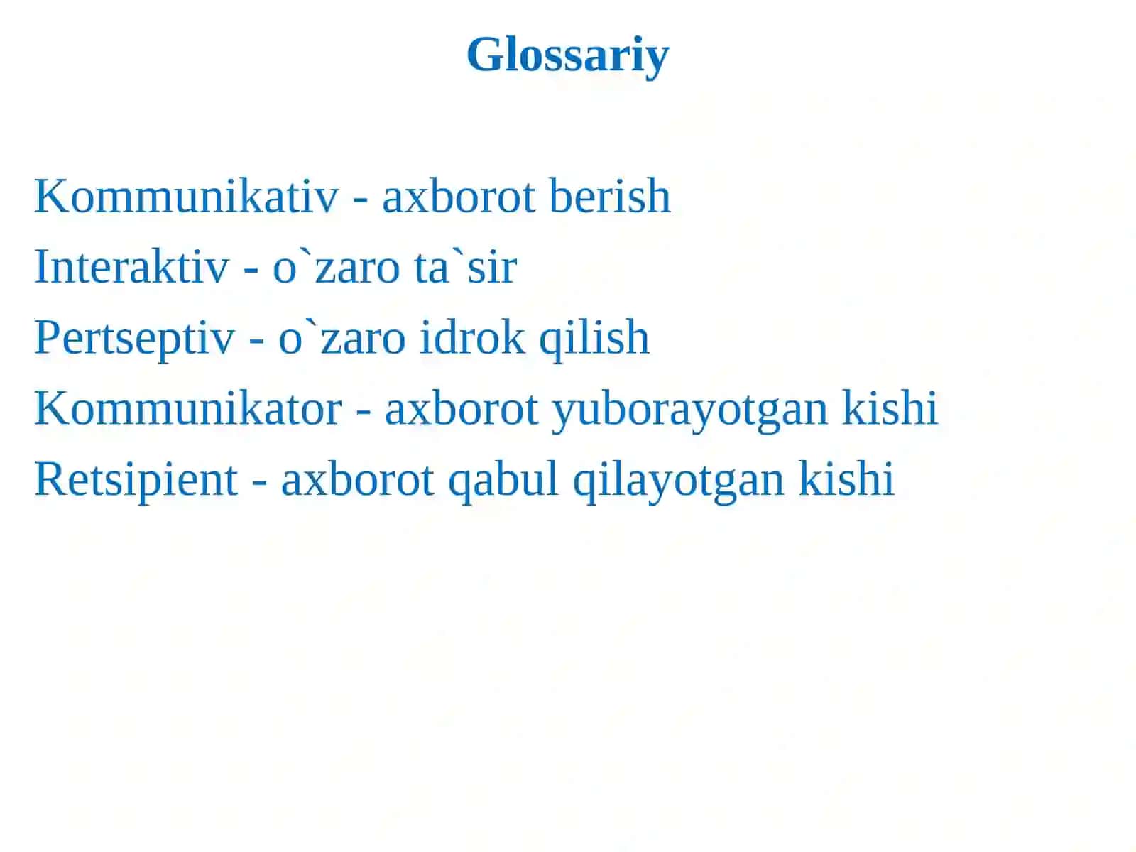 Muloqot va til. Og`zaki kommunikatsiya (nutq) 2