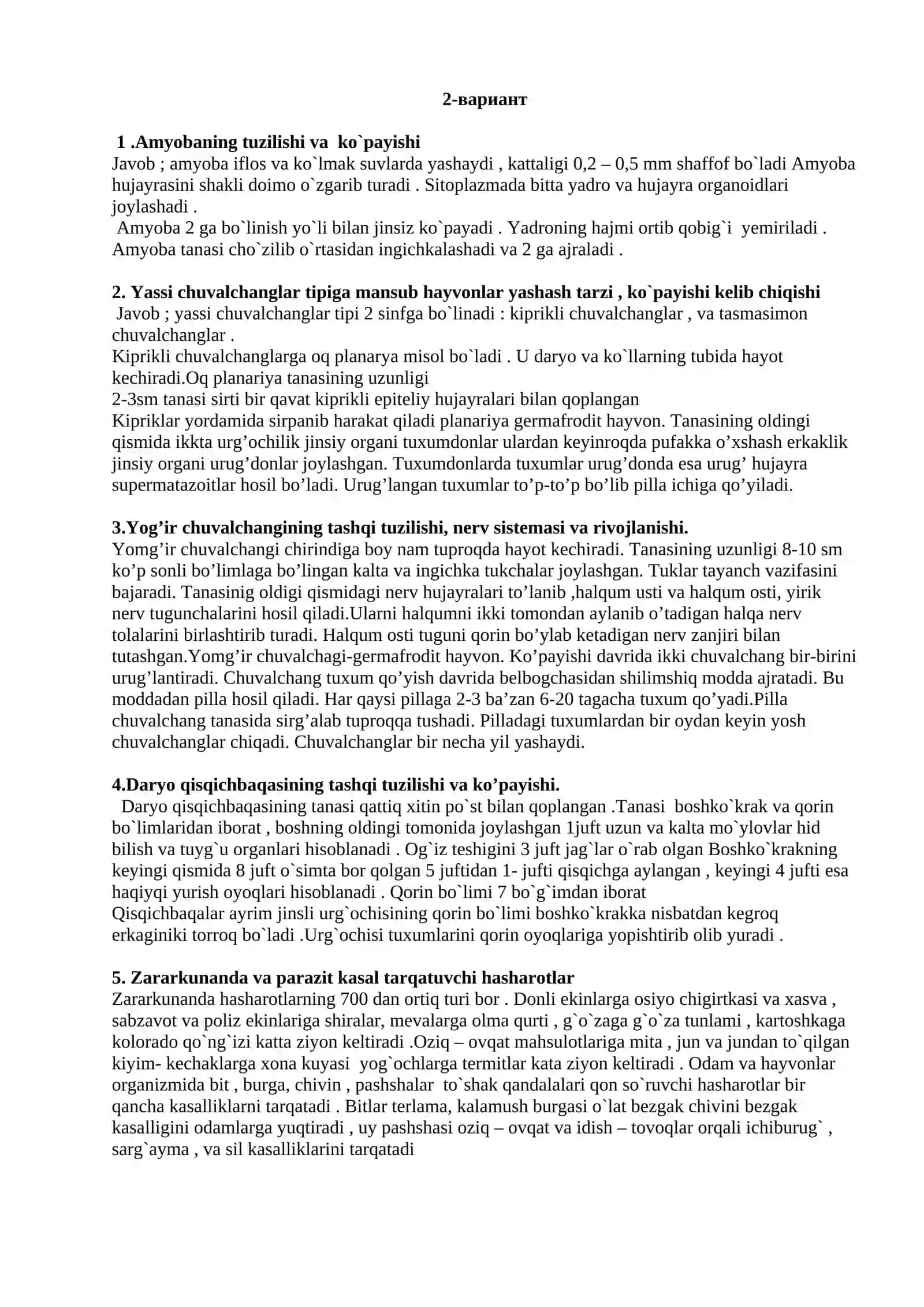 BIOLOGIYA fanidan 9-sinf LABORATORIYA ISHI 2