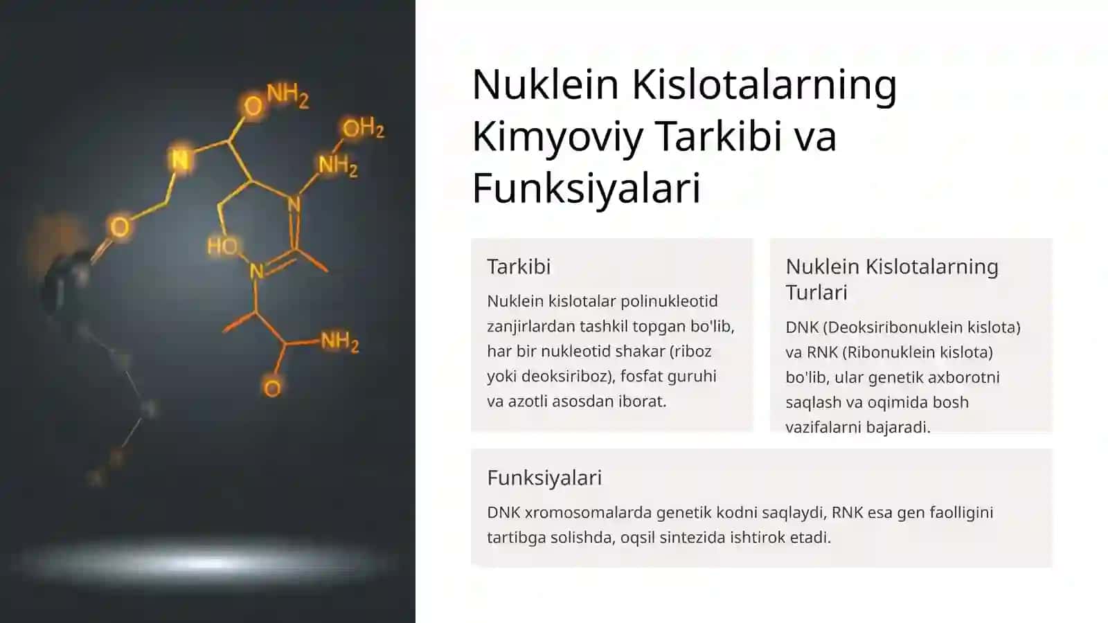 Polinukleotidli zanjir va Nuklein Kislotalarning Tuzilishlari 2