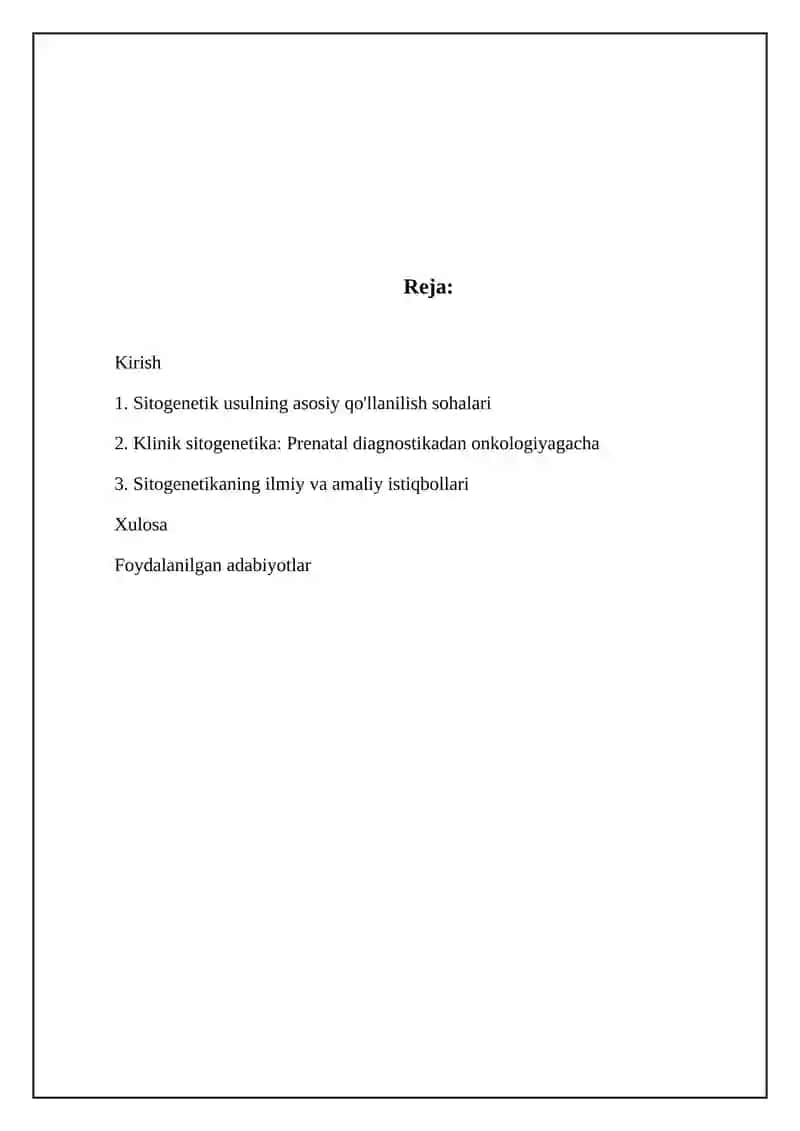 Sitogenetik usulning asosiy qo'llanilish sohalari 2