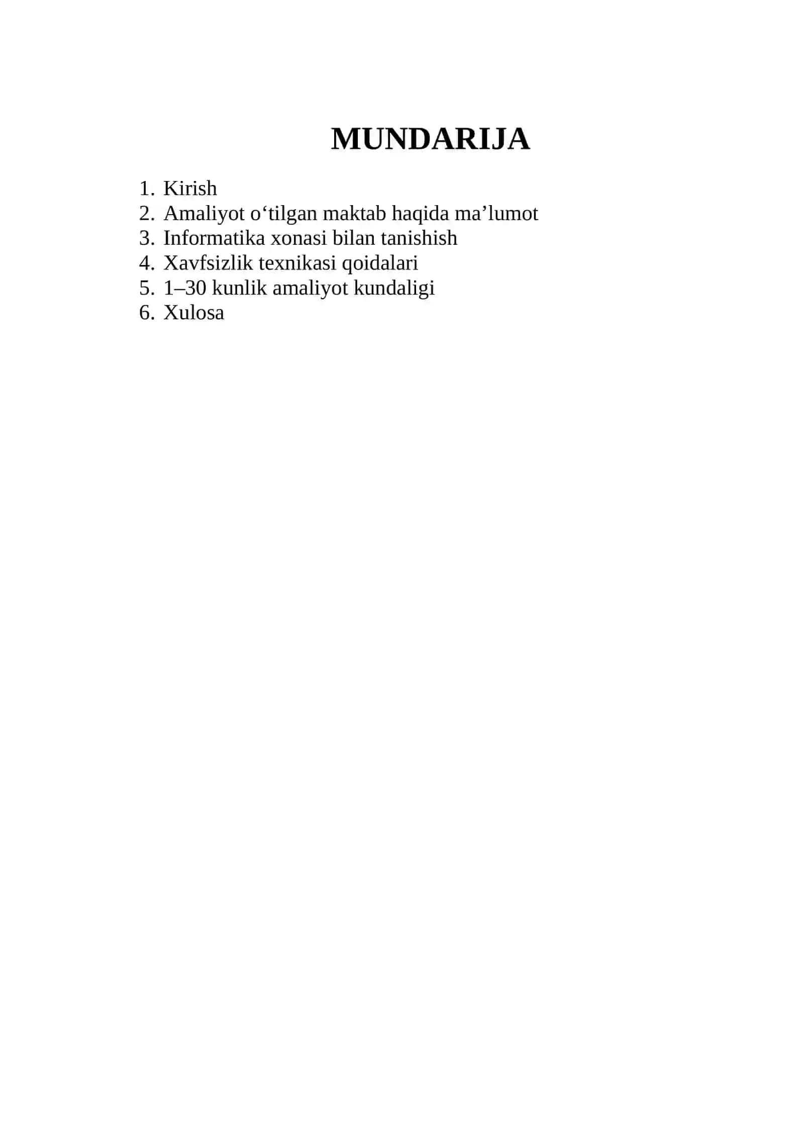 ISHLAB CHIQARISH MALAKAVIY AMALIYOT HISOBOTI 2