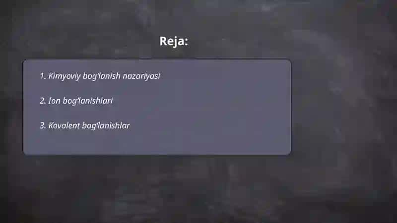 Turli agregat xolatdagi moddalarda kimyoviy bogʻlanish turlari 2