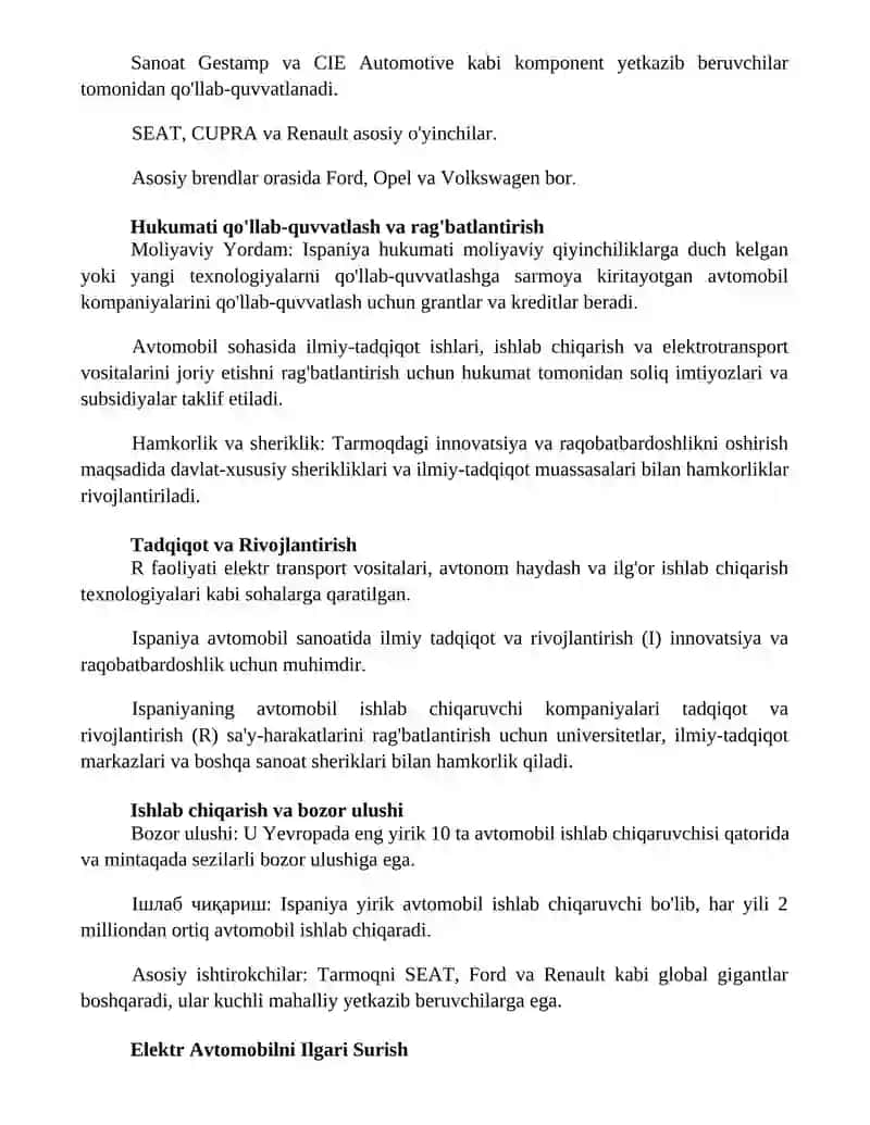 Ispaniya avtomobil yoʻllari iqtisodiyoti 2