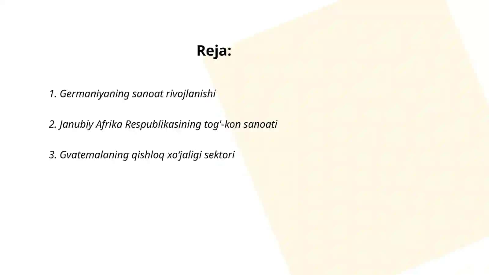 Germaniya va Janubiy Afrika Respublikasi Gvatemala davlatlarining iqtisodiy rivojlanish 2