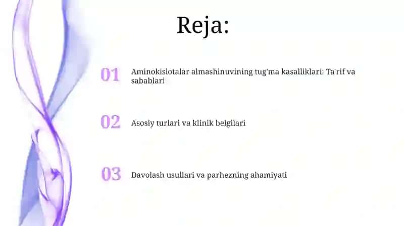 Aminokislotalar almashinuvining tug'ma kasalliklari 2
