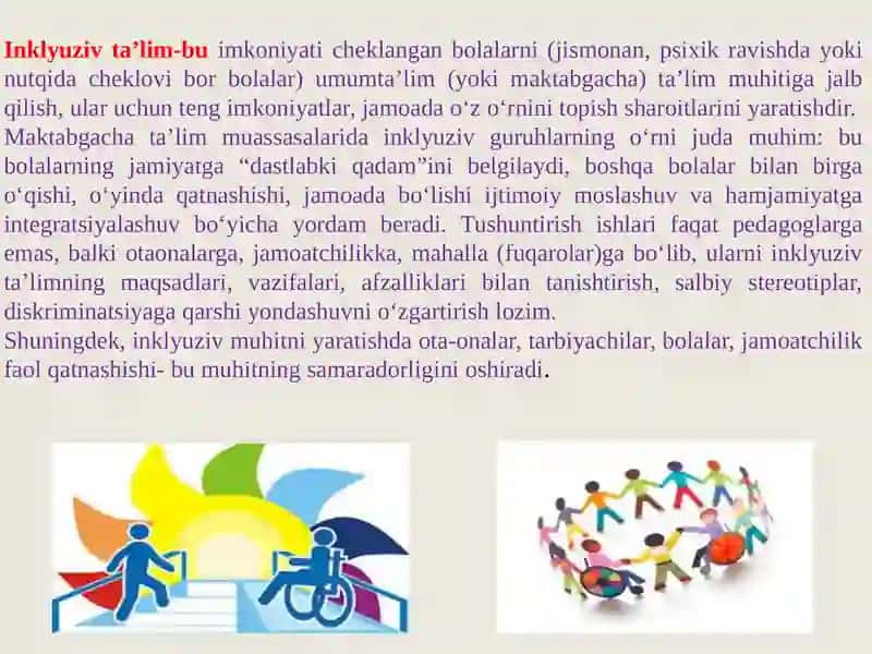 Inklyuzivtaʼlim jarayonlari ishtirokchilari va aholi oʻrtasida tushuntirish ishlarini olib borish 2