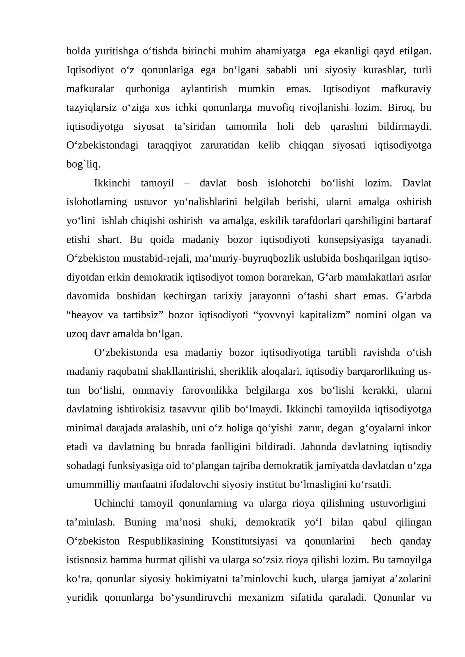 O`ZBEKISTONNING O`ZIGA XOS ISTIQLOL VA TARAQQIYOT YO`LI 2