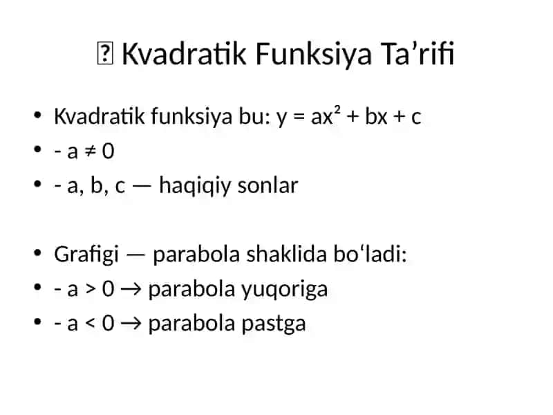 Kvadratik Funksiya 2