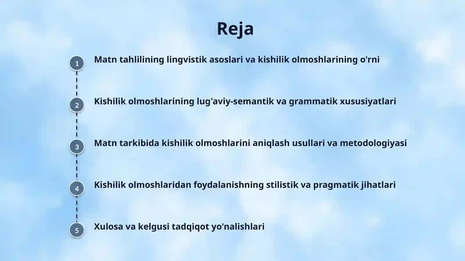 Matndan kishilik olmoshlarini aniqlash. 2