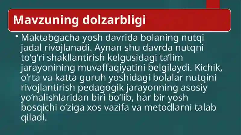 Bolalar nutqini o'stirish vazifalari 2