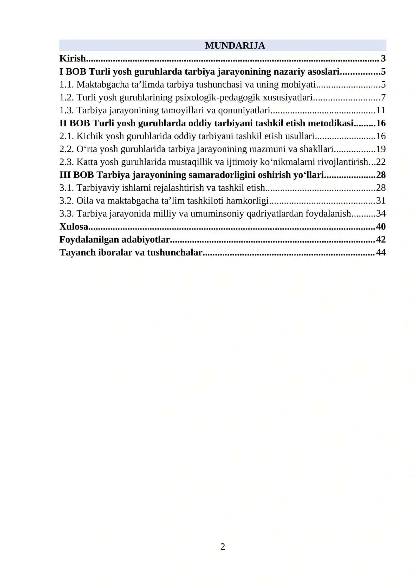 Turli yosh guruhlarda tarbiya jarayonining nazariy asoslari 2