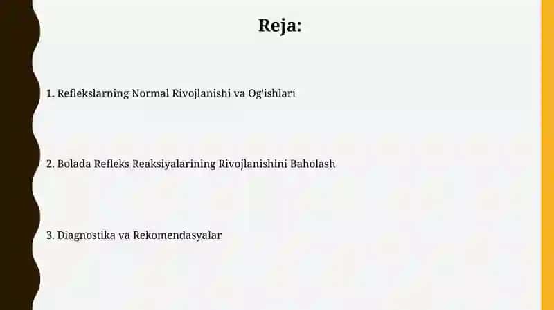 Bolada reflektor reaksiyalarning rivojlanishini baholash 2