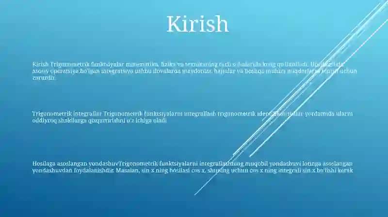 Trigonometrik Funksiyalarni Integrallash 2