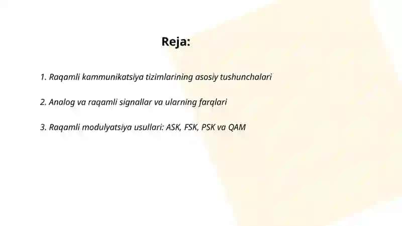 Raqamli kammunikatsiya tizimlari va turlari 2