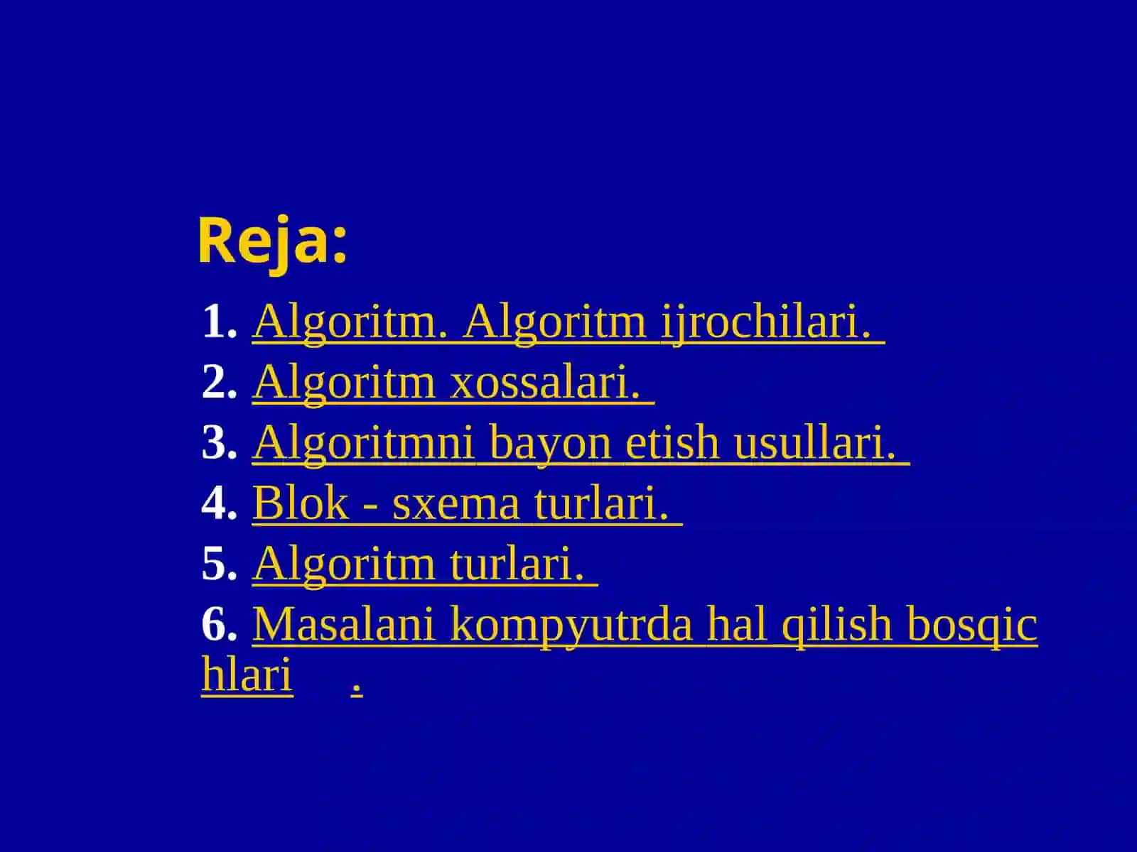 Axborotlarga ishlov berishni algoritmlash 2