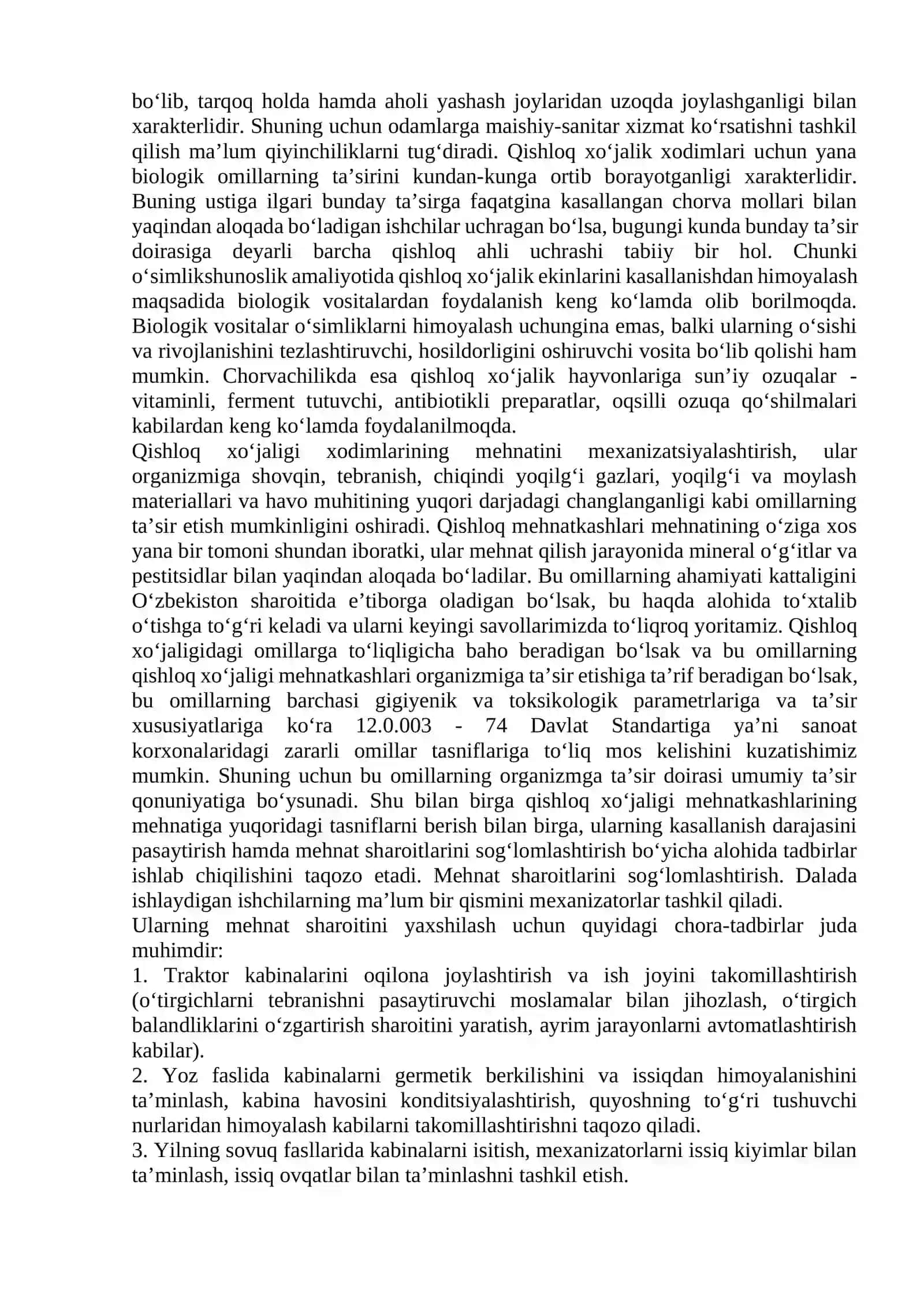 OʼzR qishloq xoʼjaligidagi mehnat gigienasi asoslari 2