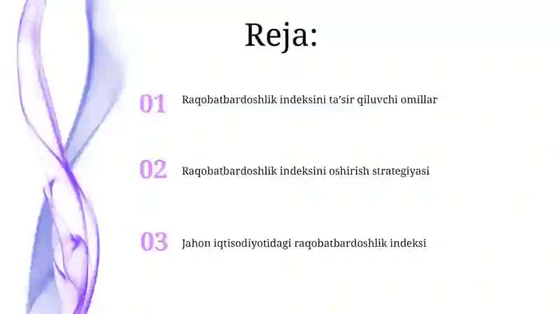 Jahon iqtisodiyotida ragobatbardoshlik indeksi va unga ta'sir etuvchi omillar 2