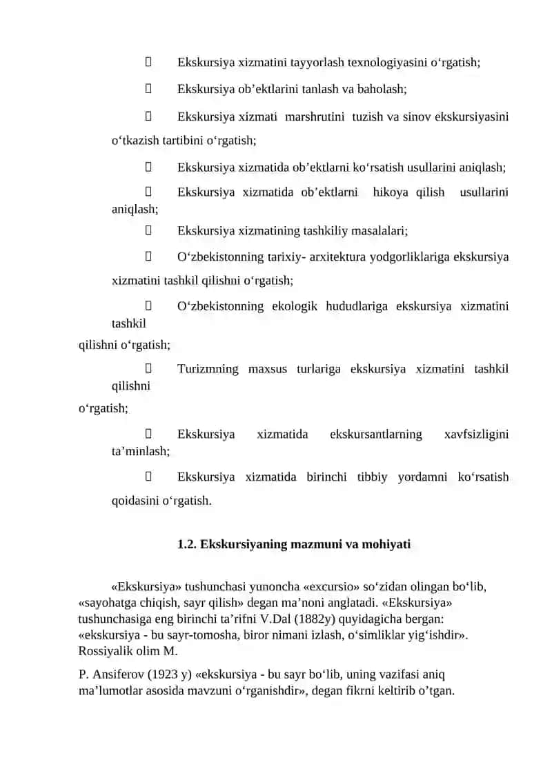 Ekskursiya xizmatini tashkil qilish 2