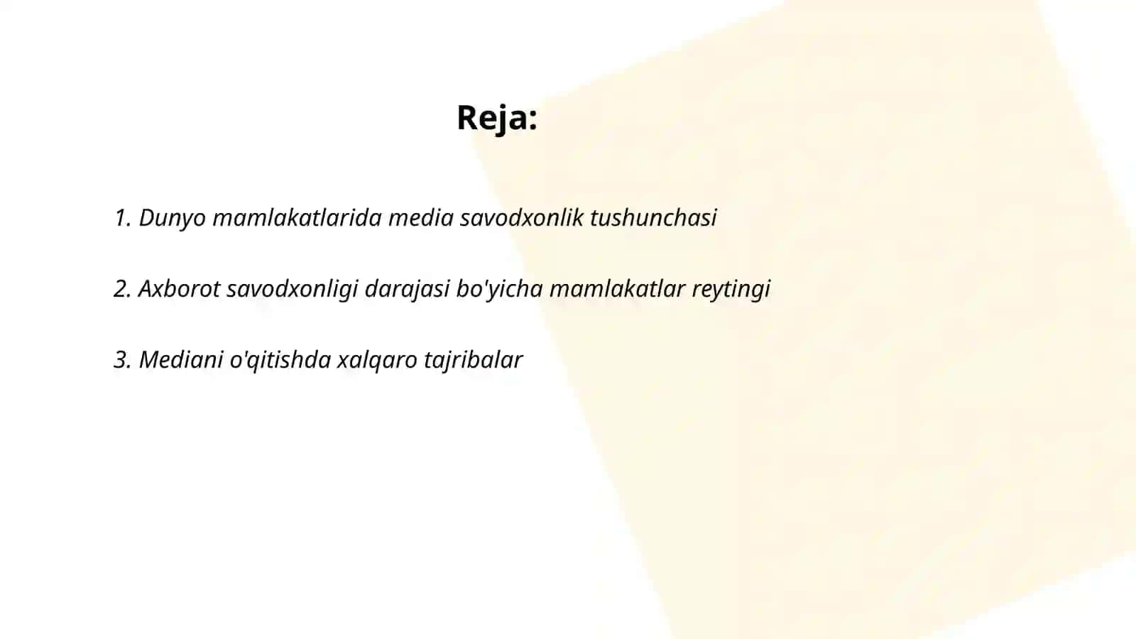 Dunyo mamlakatlaridagi media va axborot savodxonligi 2