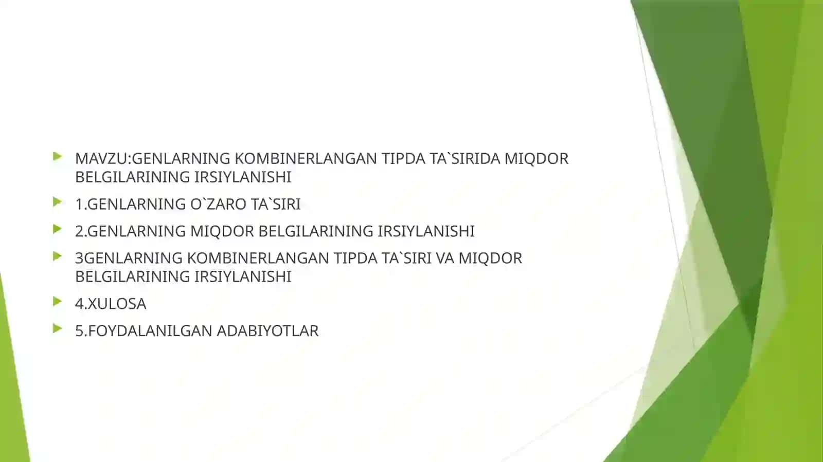 GENLARNING KOMBINERLANGAN TIPDA TA`SIRIDA MIQDOR BELGILARINING IRSIYLANISHI 2