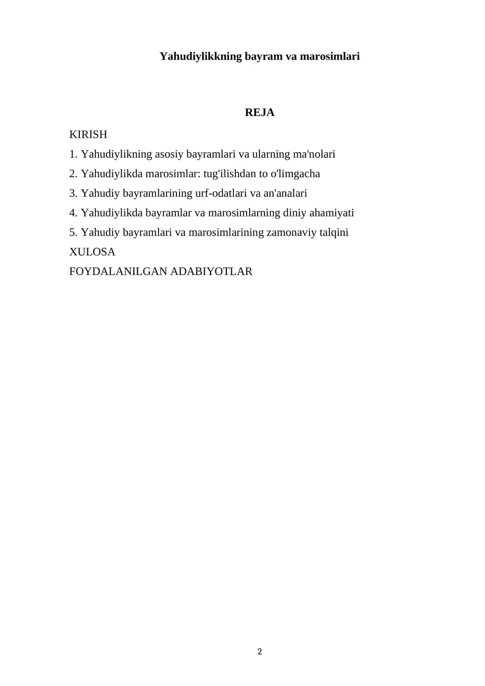 Yahudiylikkning bayram va marosimlari 2