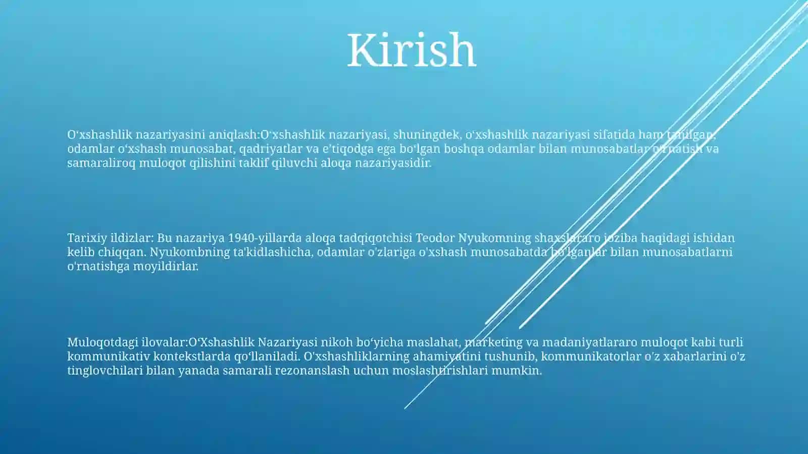 OʻXshashlik Nazariyasi 2