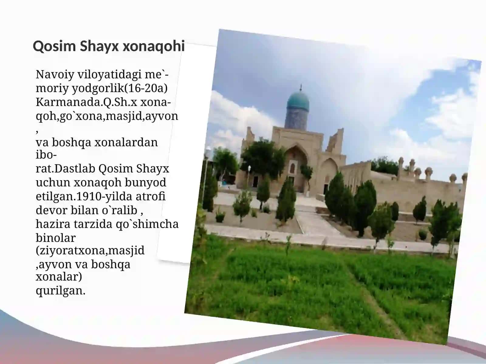 Ashtarxoniylar va Shayboniylar davrime'morchiligi 2