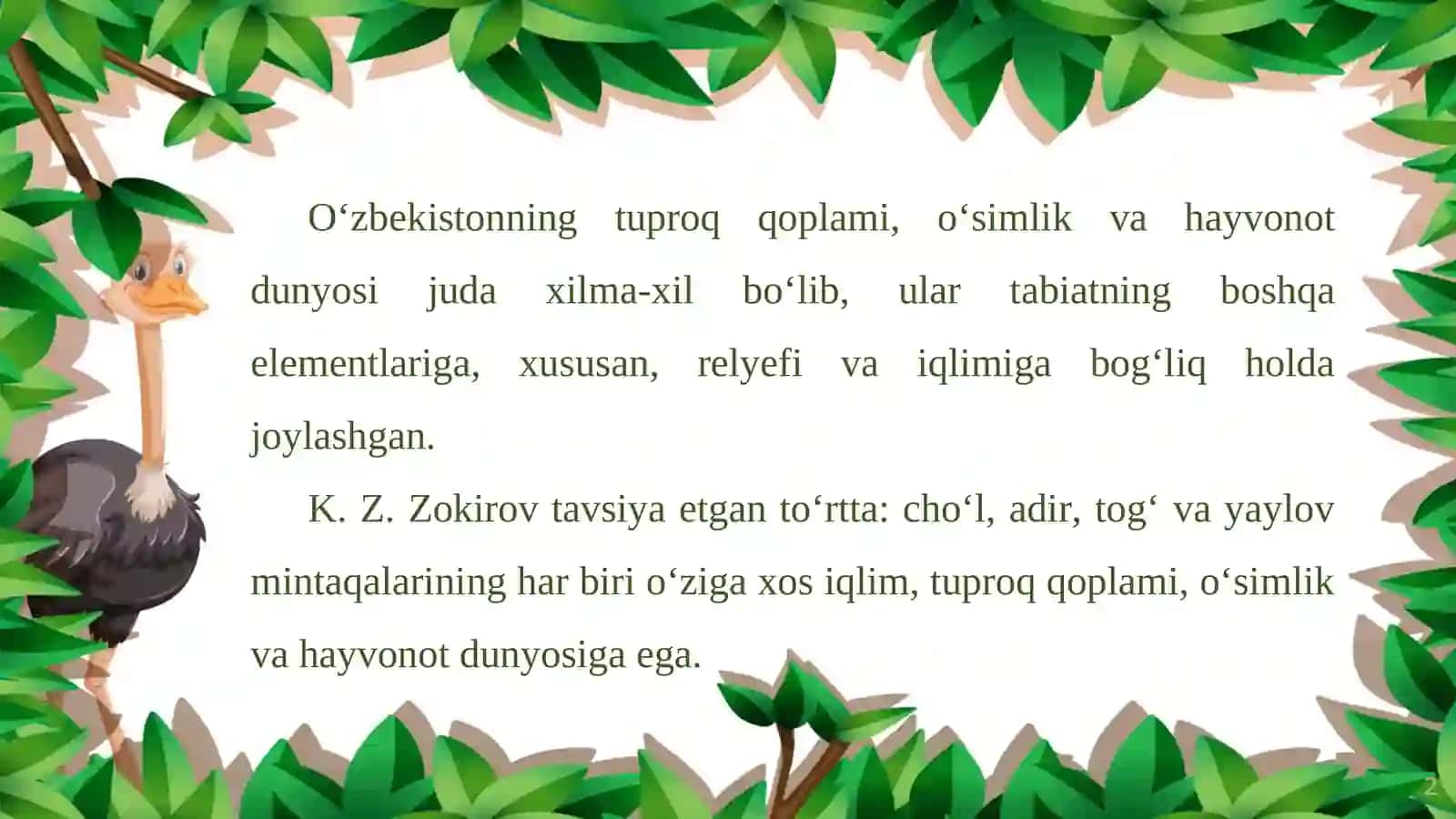 O‘zbekiston tuproqlari, o‘simlik va hayvonot dunyosi 2