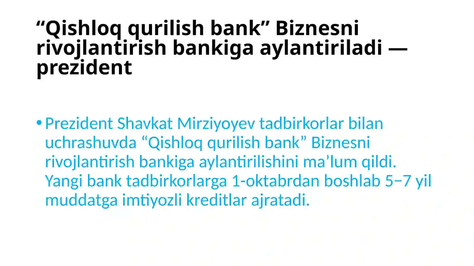 Qishloq qurulish banki kriditlar 2