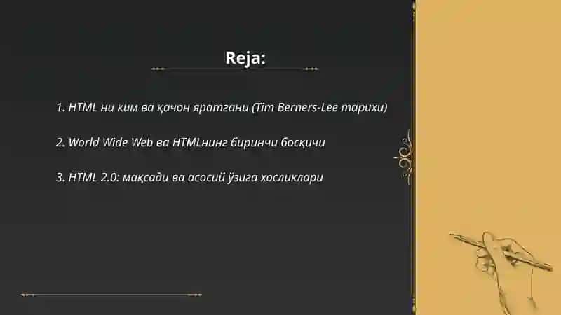 HTML нинг яратиш тарихи, версиялари ва фарклари 2