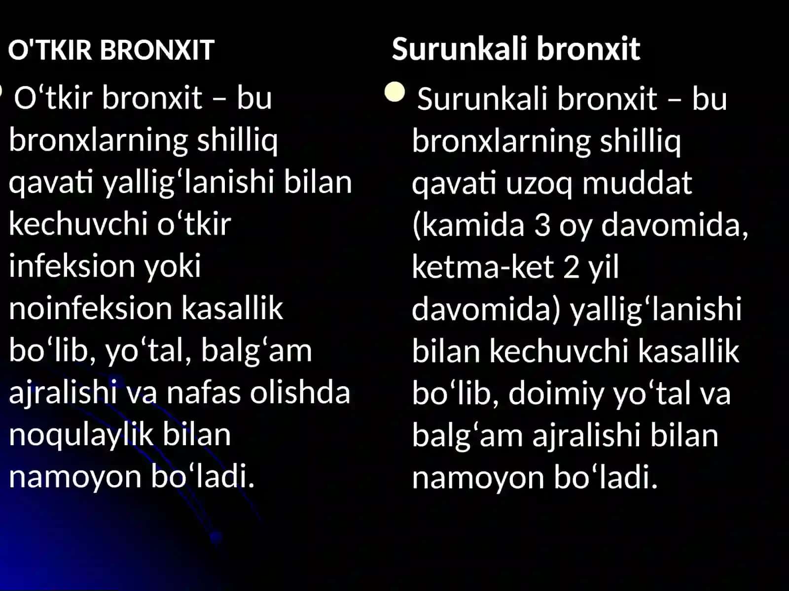 O'TKIR VA SURUNKALI BRONXIT VA ZOTILJAM KASALLIKLARINING O’ZIGA XOS KECHISHI 2