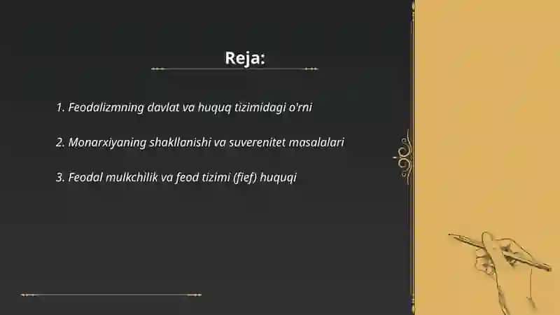 Feodalizmning davlat va huquq tizimidagi o'rni 2