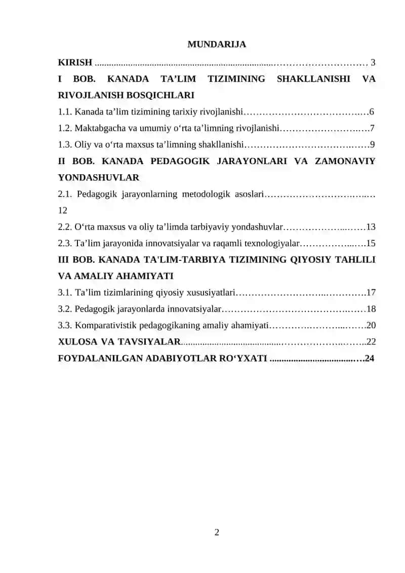 KANADA DAVLATI TA’LIM-TARBIYA JARAYONLARI 2