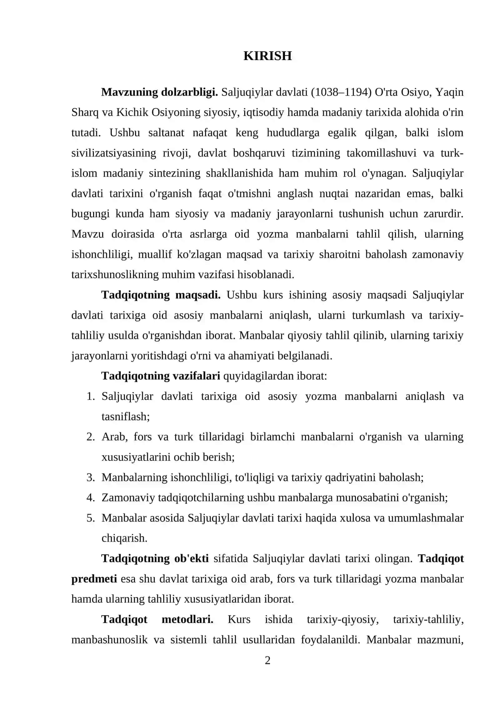 Saljuqiylar davlati tarixiga oid manbalar va ularning tahlili 2