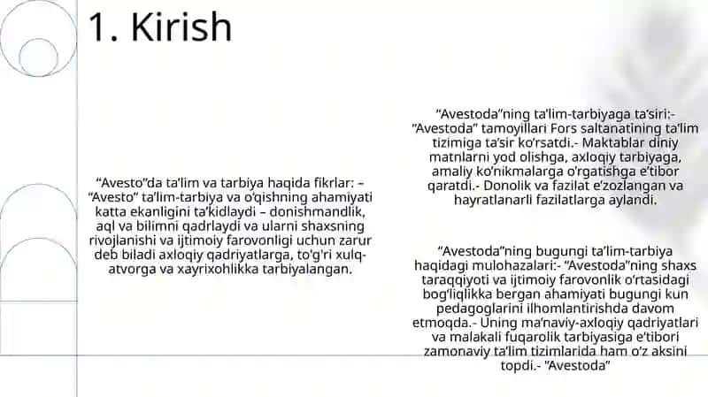 Avestoda Ta'Lim Tarbiyaga Oid Fikrlar 2