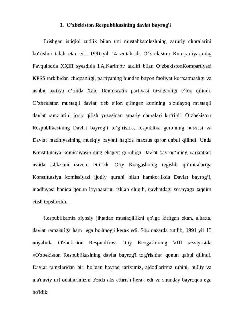 O'zbekiston Respublikasi Davlat ramzlarining qabul qilinishi 2