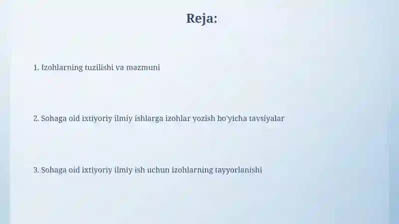 Sohaga oid ixtiyoriy ilmiy asarga annotatsiya tayyorlash 2